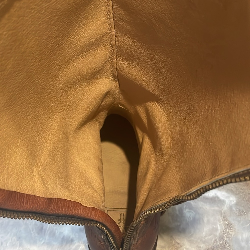 Vintage Frye Women’s Leather Boots Phillip Harness Tall Size 7 Cognac - Picture 9 of 13